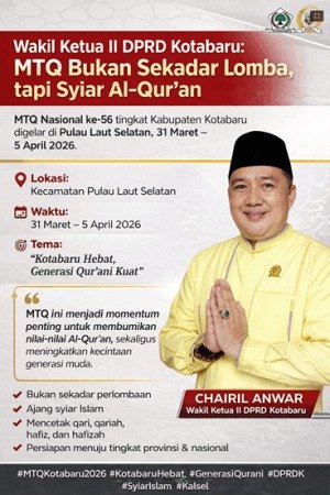 Wakil Ketua II DPRD Kotabaru: MTQ Bukan Sekadar Lomba, tapi Syiar Al-Qur’an